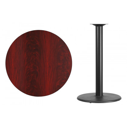 BLNK Round Bar Height Table with 24'' Round Base - Mahogany, 36"D