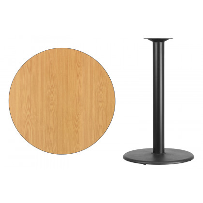 BLNK Round Bar Height Table with 24'' Round Base - Natural, 36"D