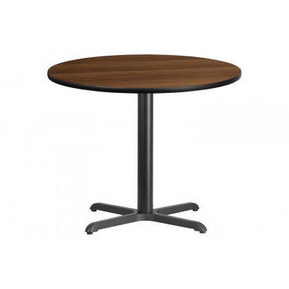 BLNK Round Table with 30'' x 30'' Base - Walnut, 36"D