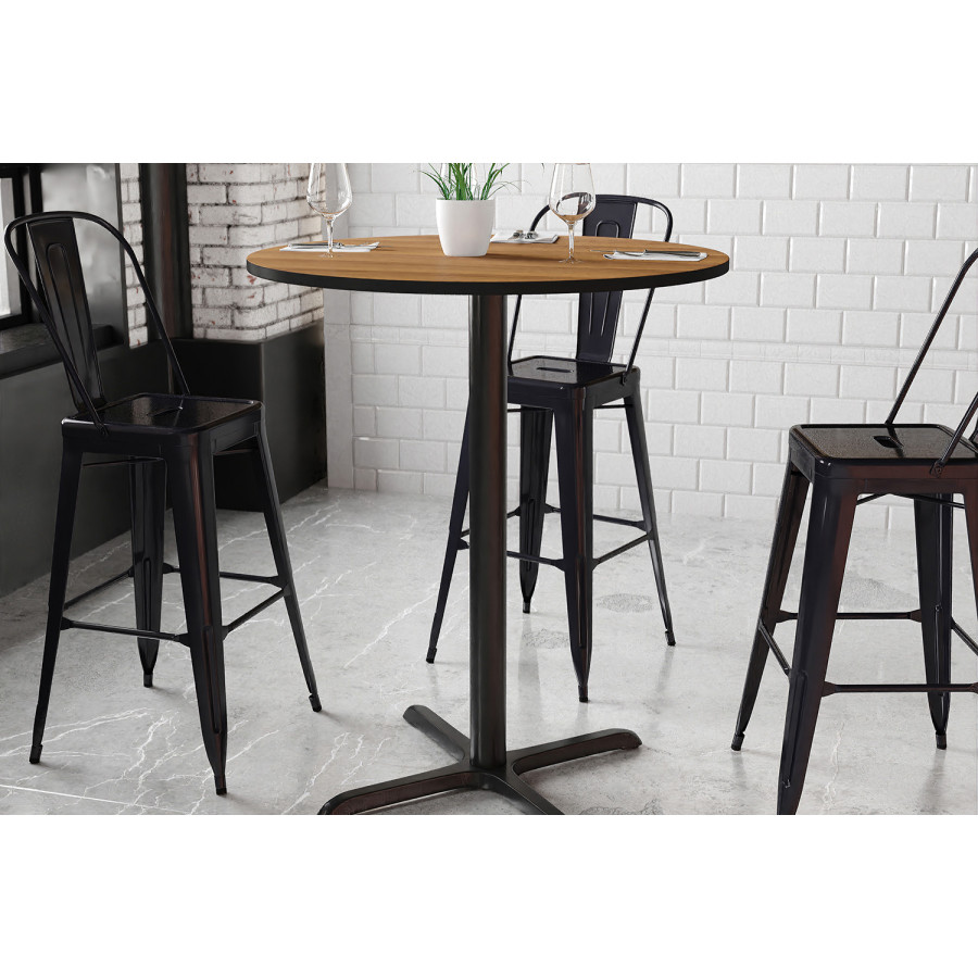 BLNK Round Bar Height Table with 30'' x 30'' Base - Walnut, 36"D