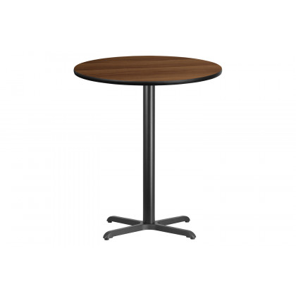 BLNK Round Bar Height Table with 30'' x 30'' Base - Walnut, 36"D