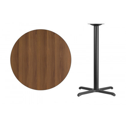 BLNK Round Bar Height Table with 30'' x 30'' Base - Walnut, 36"D