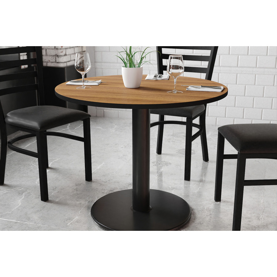 BLNK Round Table with 24'' Round Base - Walnut, 36"D
