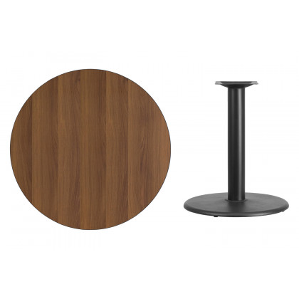 BLNK Round Table with 24'' Round Base - Walnut, 36"D