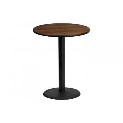BLNK Round Bar Height Table with 24'' Round Base - Walnut, 36"D