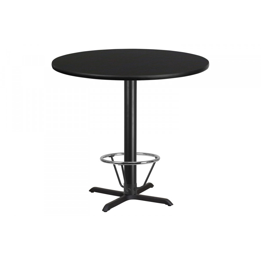 BLNK Round Bar Height Table with 33'' x 33'' Base - Black, 42"D, with Foot Ring