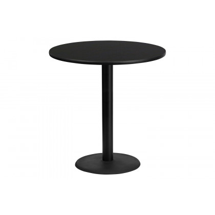 BLNK Round Bar Height Table with 24'' Round Base - Black, 42"D