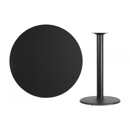 BLNK Round Bar Height Table with 24'' Round Base - Black, 42"D