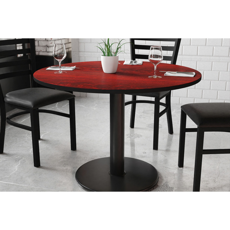 BLNK Round Table with 24'' Round Base - Mahogany, 42"D