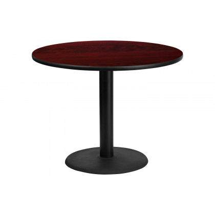 BLNK Round Table with 24'' Round Base - Mahogany, 42"D