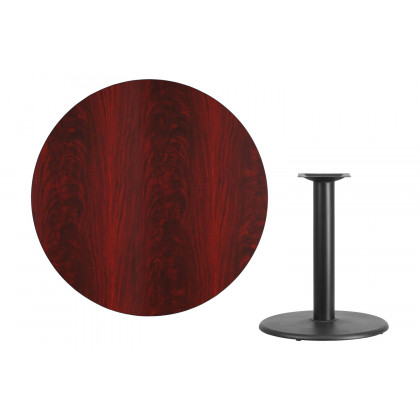 BLNK Round Table with 24'' Round Base - Mahogany, 42"D
