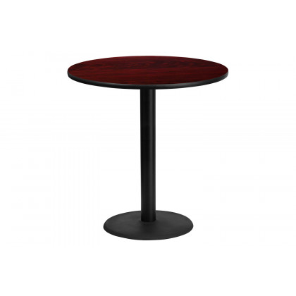 BLNK Round Bar Height Table with 24'' Round Base - Mahogany, 42"D