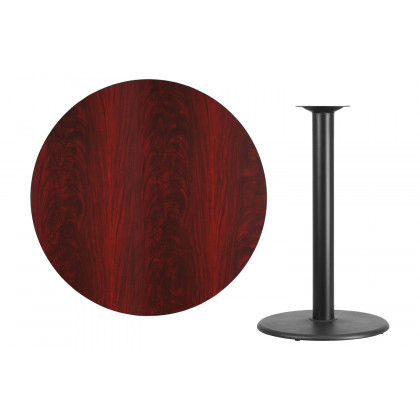 BLNK Round Bar Height Table with 24'' Round Base - Mahogany, 42"D
