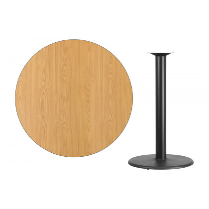 BLNK Round Bar Height Table with 24'' Round Base - Natural, 42"D