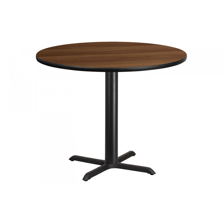 BLNK Round Table with 33'' x 33'' Base - Walnut, 42"D