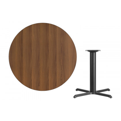 BLNK Round Table with 33'' x 33'' Base - Walnut, 42"D