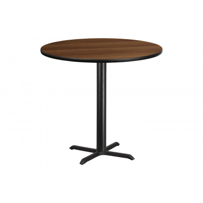 BLNK Round Bar Height Table with 33'' x 33'' Base - Walnut, 42"D