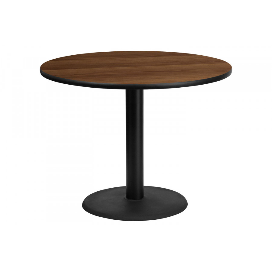 BLNK Round Table with 24'' Round Base - Walnut, 42"D