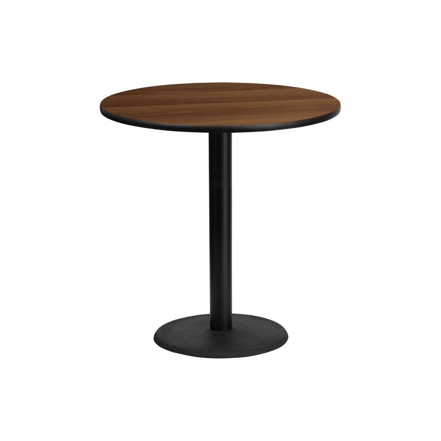 BLNK Round Bar Height Table with 24'' Round Base - Walnut, 42"D