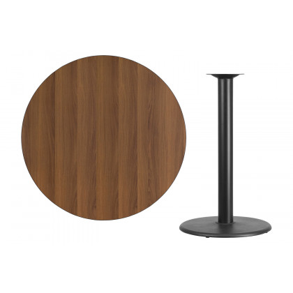 BLNK Round Bar Height Table with 24'' Round Base - Walnut, 42"D