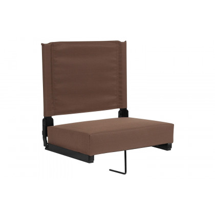 BLNK Grandstand Comfort Lightweight Stadium Chair with Handle and Ultra-Padded Seat - Brown