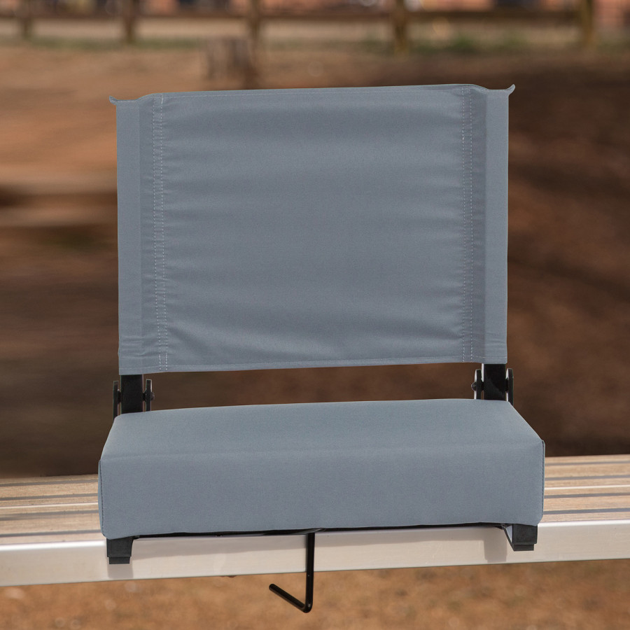 BLNK Grandstand Comfort Lightweight Stadium Chair with Handle and Ultra-Padded Seat - Gray