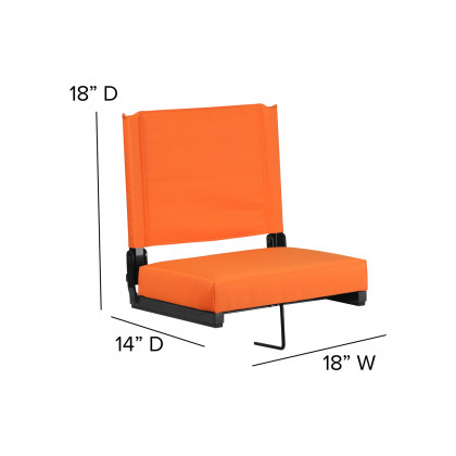 BLNK Grandstand Comfort Lightweight Stadium Chair with Handle and Ultra-Padded Seat - Orange