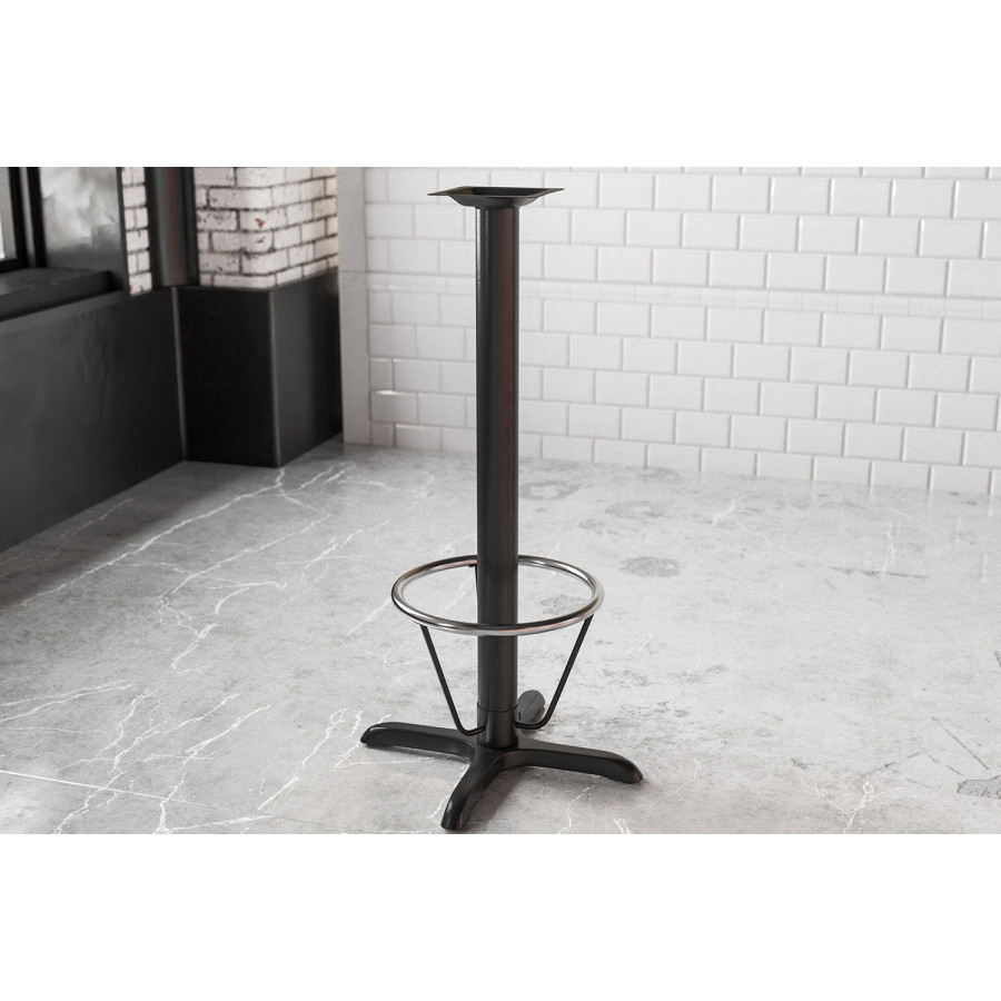 BLNK Beverly Restaurant Table X-Base with Bar Height Column and Foot Ring - 22"W x 22"L