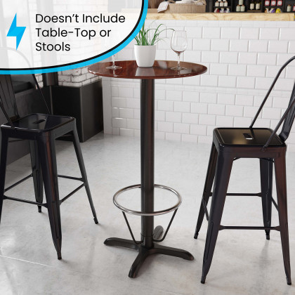 BLNK Beverly Restaurant Table X-Base with Bar Height Column and Foot Ring - 22"W x 22"L
