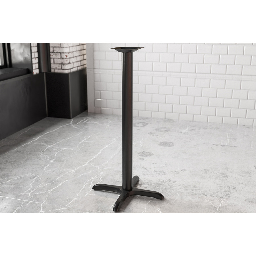 BLNK Beverly Restaurant Table X-Base with Bar Height Column - 22"W x 22"L