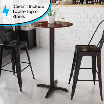 BLNK Beverly Restaurant Table X-Base with Bar Height Column - 22"W x 22"L