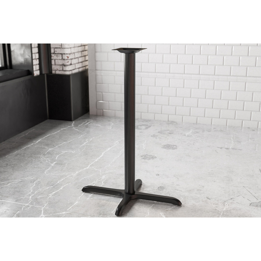 BLNK Beverly Restaurant Table X-Base with Bar Height Column - 23.5"W x 29.5"L