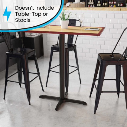 BLNK Beverly Restaurant Table X-Base with Bar Height Column - 23.5"W x 29.5"L