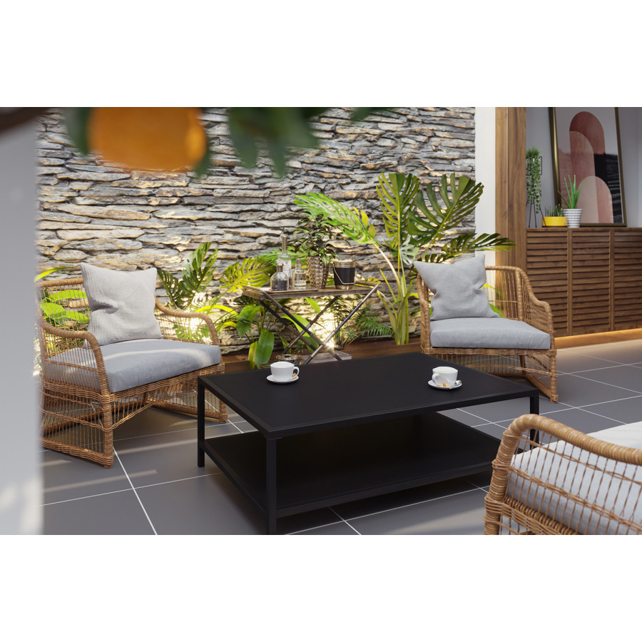 BLNK - Brock Commercial Outdoor 2 Tier Patio Coffee Table Black Coffee Table