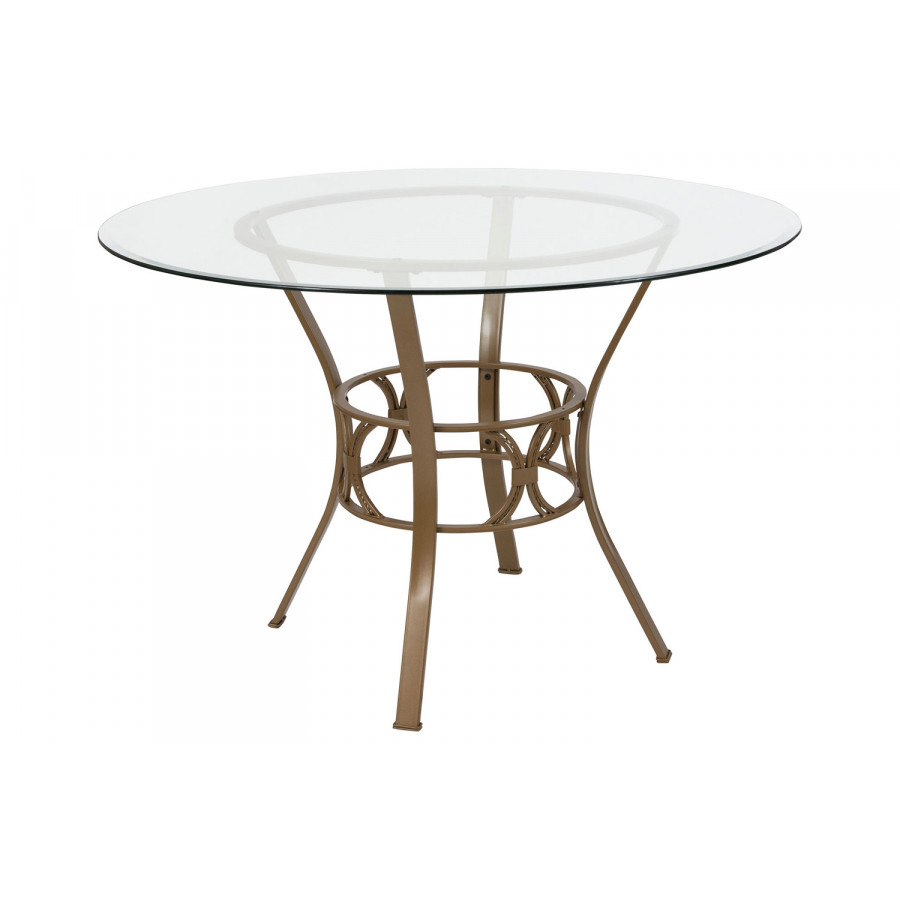 BLNK Carlisle Round Glass Dining Table - Matte Gold, 45"D