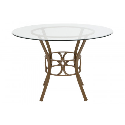 BLNK Carlisle Round Glass Dining Table - Matte Gold, 45"D