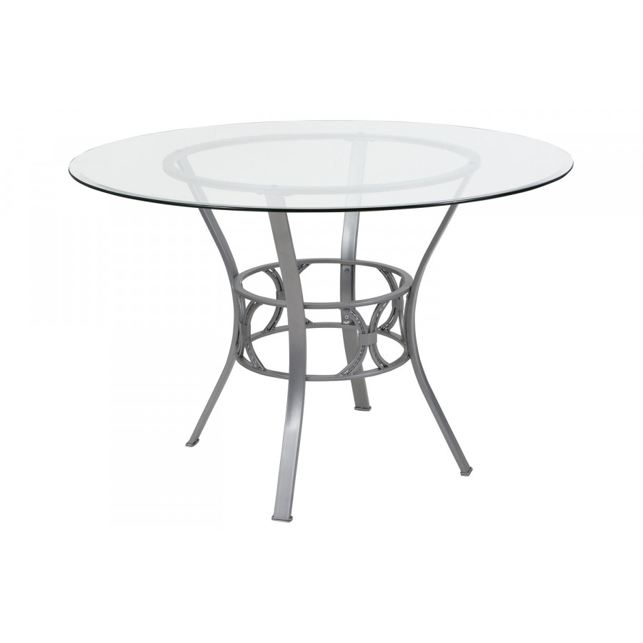 BLNK Carlisle Round Glass Dining Table - Silver, 45"D
