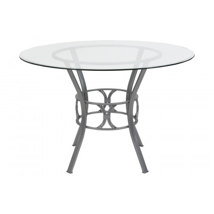 BLNK Carlisle Round Glass Dining Table - Silver, 45"D