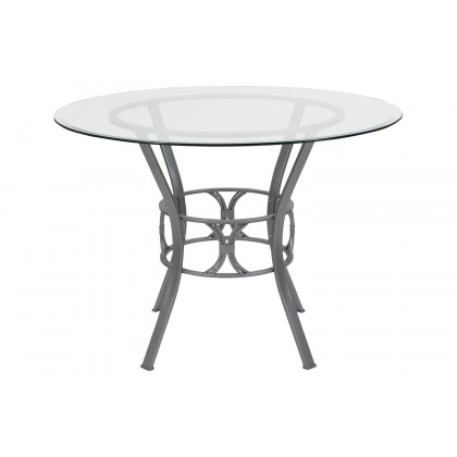 BLNK Carlisle Round Glass Dining Table - Silver, 42"D