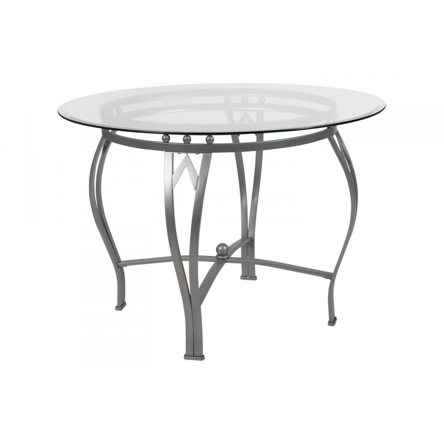 BLNK Syracuse Round Glass Dining Table - Silver, 42"D