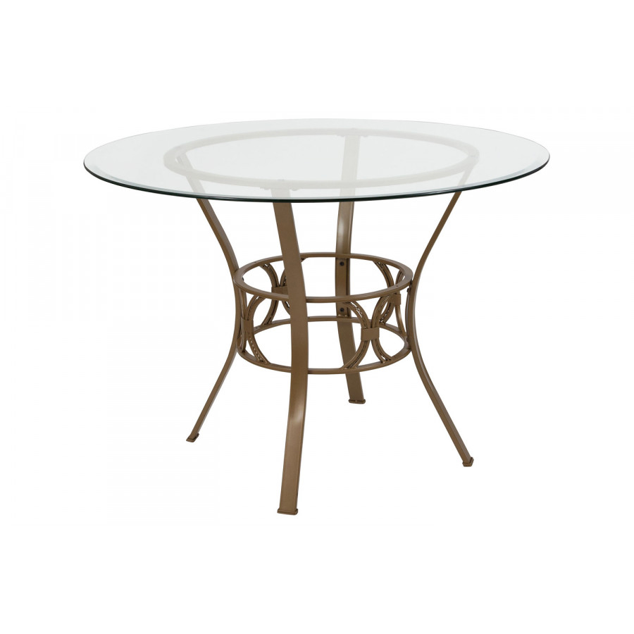 BLNK Carlisle Round Glass Dining Table - Matte Gold, 42"D