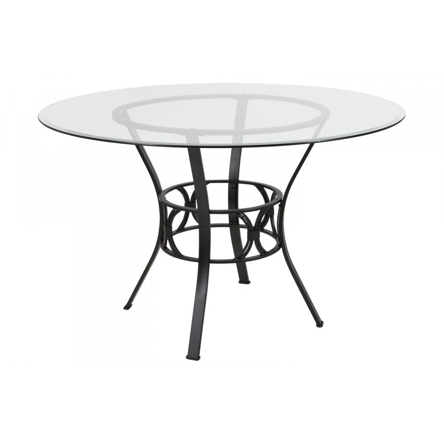 BLNK Carlisle Round Glass Dining Table - Black, 48"D