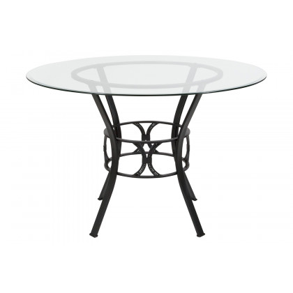 BLNK Carlisle Round Glass Dining Table - Black, 45"D