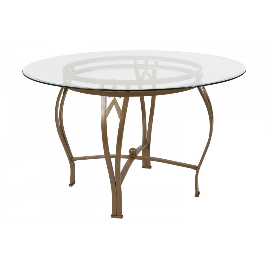 BLNK Syracuse Round Glass Dining Table - Matte Gold, 48"D
