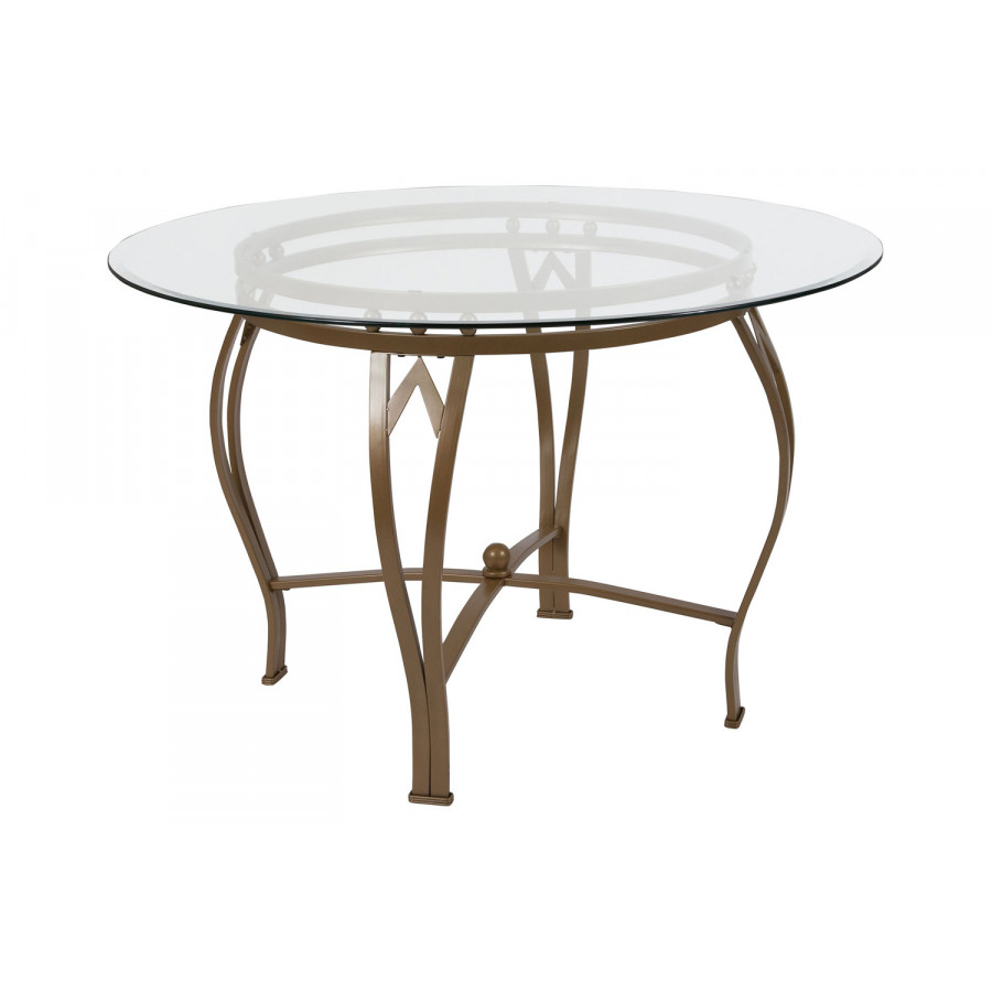 BLNK Syracuse Round Glass Dining Table - Matte Gold, 45"D