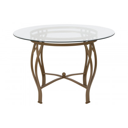 BLNK Syracuse Round Glass Dining Table - Matte Gold, 45"D