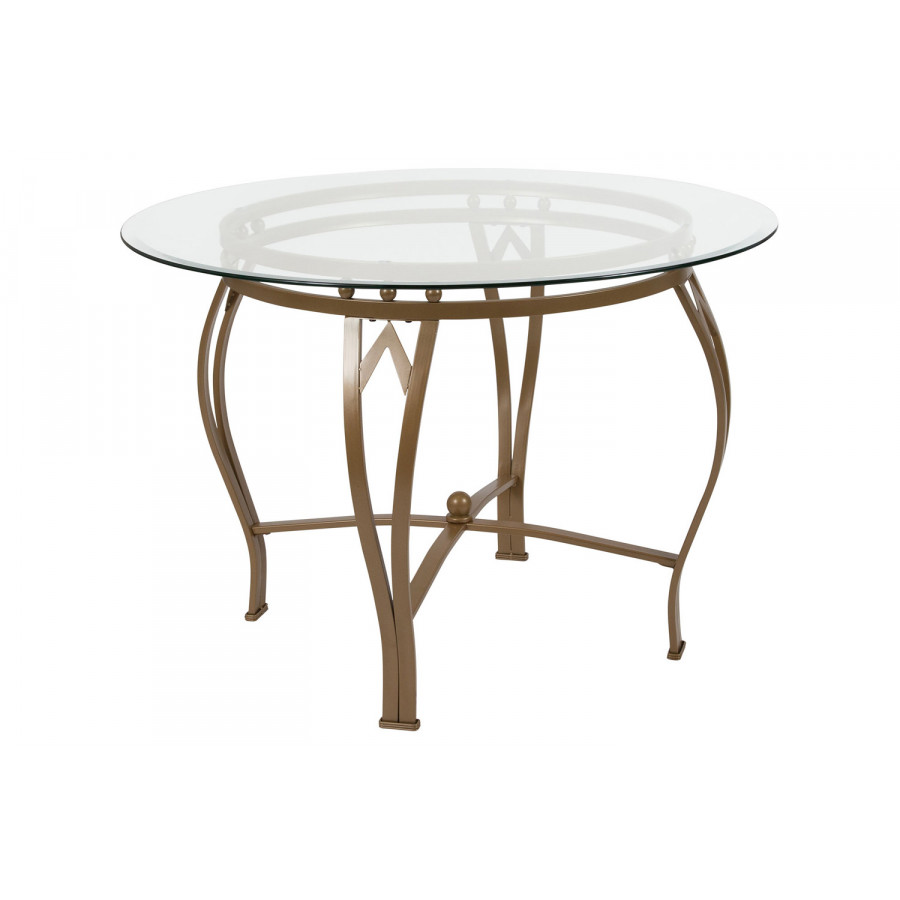 BLNK Syracuse Round Glass Dining Table - Matte Gold, 42"D