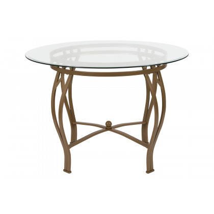 BLNK Syracuse Round Glass Dining Table - Matte Gold, 42"D