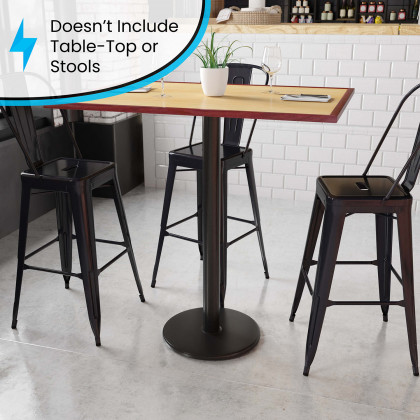 BLNK Beverly Round Restaurant Table Base with Bar Height Column - 18"D