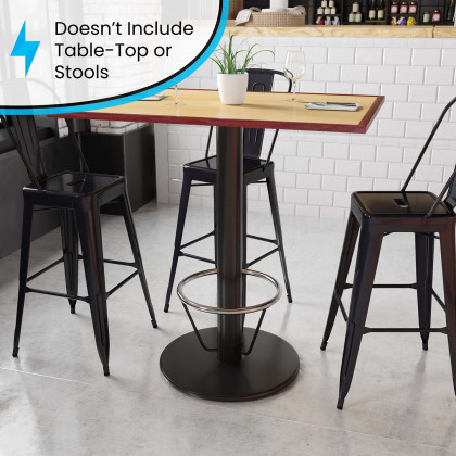 BLNK - Beverly Round Restaurant Table Base with Bar Height Column and Foot Ring